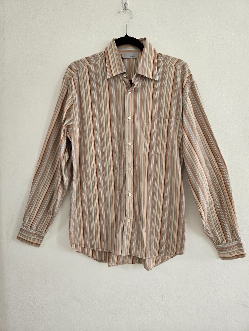 Vintage Missoni Men's Long-Sleeve Striped Button-Up Shirt - Beige & Multi Size M